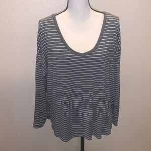 American Eagle soft & sexy grey striped long sleeve top